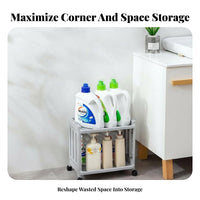 Space-Saving Slim Rolling trolley Multi-Functional Slim Rolling Storage trolley Easy Assembly Tiered Shelf Adjustable Tiers for Home Organizers, Apartment Dwellers, Balcony, Bathroom, Laundry Room, Narrow areas