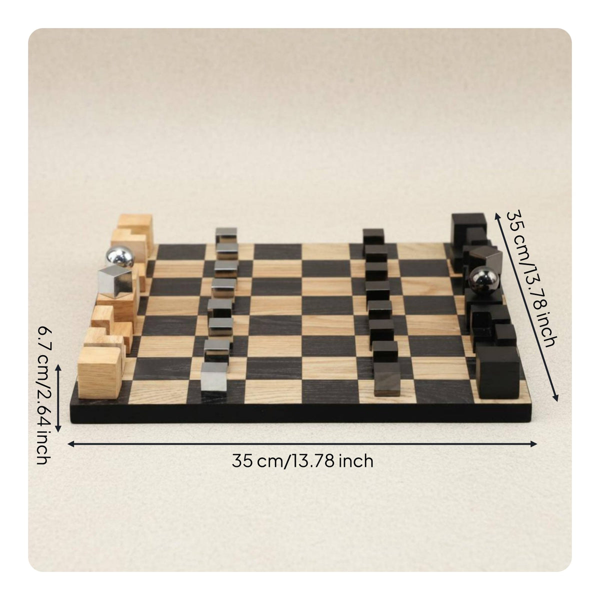 Wooden Chessboard Decor Creative Design Geometric Wood Board High-End Look Checkerboard Table Decor for Entryway