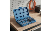 34 Pieces E-Style Socket Set Easy to Organize Standard Socket Bit Set Organized Storage Case Hand Tool for Mechanics, DIY Users, Garage, Workshop