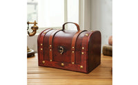 Wooden Storage Chest Portable Wooden Chest with Curved Lid Decorative Trunk Versatile Trunk with Hinged Top Practical