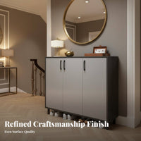 Modern Design 3-Door Entryway Sideboard with Drawers Large Capacity Shoe Cabinet Wide Countertop Footwear Rack Space-Saving for Homeowners, Apartment Dwellers, Families, Hallway, Living Room, Closet, Bedroom