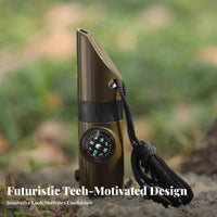 Sealed Storage Compartment 7-in-1 Survival Whistle High Loudness Survival Whistle with Compass and LED Sturdy ABS Construction for Camping