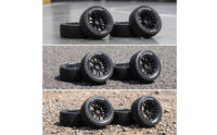 4 Pieces 1/10 Scale RC Model Car Tires 77mm RC Tires with 12mm Coupler Treaded High Traction for Hobbyists