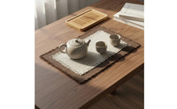 Handmade Tassel Tea Tray Mat Heat-Resistant Cotton Linen Tea Mat