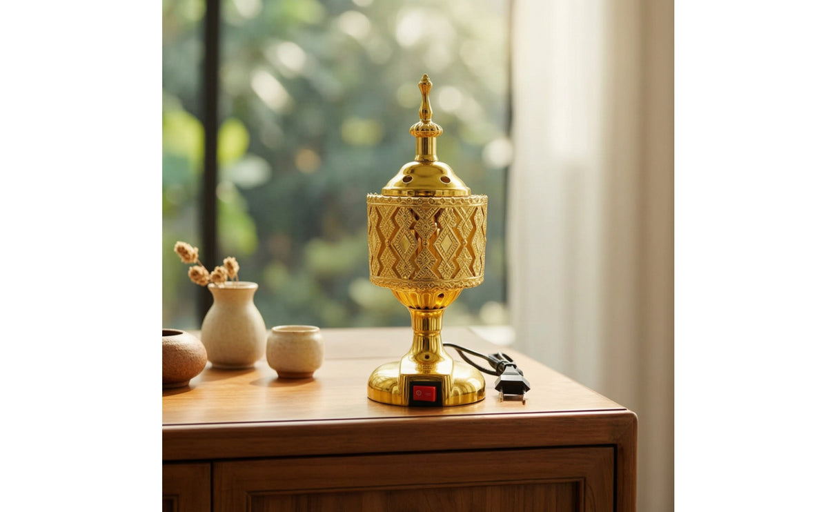 Electric Scent Warmer Ornate Metal Scent Warmer Decorative for Living Room, Home, Prayer
