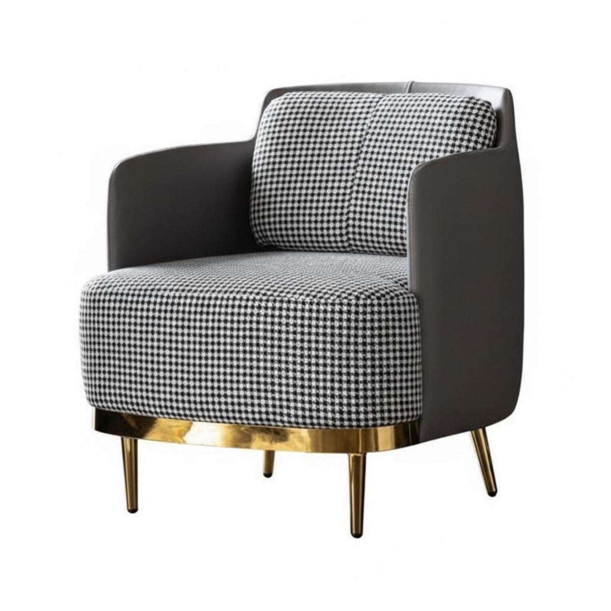 Houndstooth Accent Chair Nordic Design Upholstered Armchair Minimalist Design Ergonomic Rearrest for Adults, Living Room