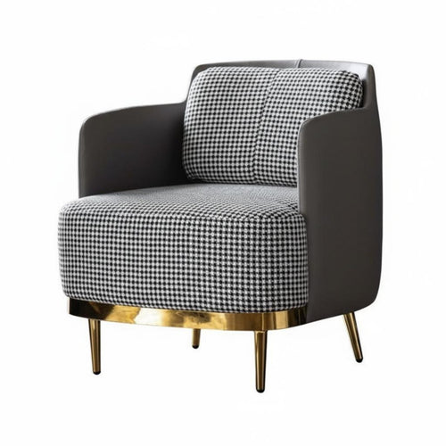 Houndstooth Accent Chair Nordic Design Upholstered Armchair Minimalist Design Ergonomic Rearrest for Adults, Living Room