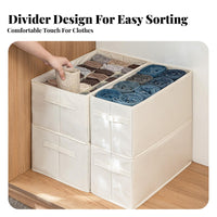 Jeans Storage Box Compartmentalized Pants Organizer Bin Space-Saving Wardrobe Clothes Organizer for Homeowners, Students, Drawer, Dorm Room, Under Bed