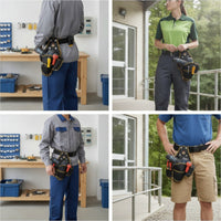 Organized Tool Pouch with Belt Clip Structured Utility Pouch with Handle Quick-Attach Drill Sheath Multi-Pocket for Carpenters