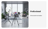Portable Camera Tripod 3-Way Pan Head Phone Tripod Multi-Device Support Live Broadcasting Stand Lightweight for Photographers, Content Creators, Outdoor, Footage Recording, Travel, Workshop