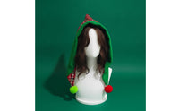Plaid Christmas Hat with Pom-Poms Soft Christmas Hood-Style Hat Plaid Headwear for Costume Events