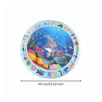 Marine Animal Water Play Mat Thickened Inflatable Water Mat Sealed Baby Splash Pad Smooth Vinyl for Tummy Time, Crawling Practice