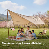 Adjustable Aluminum Tarp Support Pole Twist Lock System Adjustable Tarp Pole Extendable Awning Support Rod Anti-Slip Tip