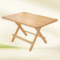 Natural Wood Finish Wooden Folding Table Space-Saving Folding Dining Table Foldable Furniture Collapsible for Renters, Students, Apartments