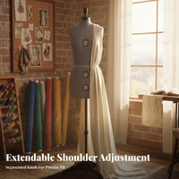 Expandable Shoulders Adjustable Female Dress Form Multi-Knob Adjustment Female Body Form for Sewing Integrated Hem Marker Pinnable Sewing Mannequin with Stand Easy Setup for Fashion Designers, Seamstresses, Dressmakers, Design Studio, Craft Room, Home
