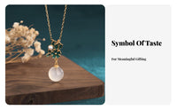 White Chalcedony Drop Necklace Chinese Chic Design Enamel Flower Necklace