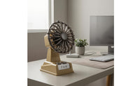 Two-Speed USB Rechargeable Fan Adjustable Tilt Retro Desk Fan Vintage Style Cooling Device Front Knobs for Office, Dorm Room