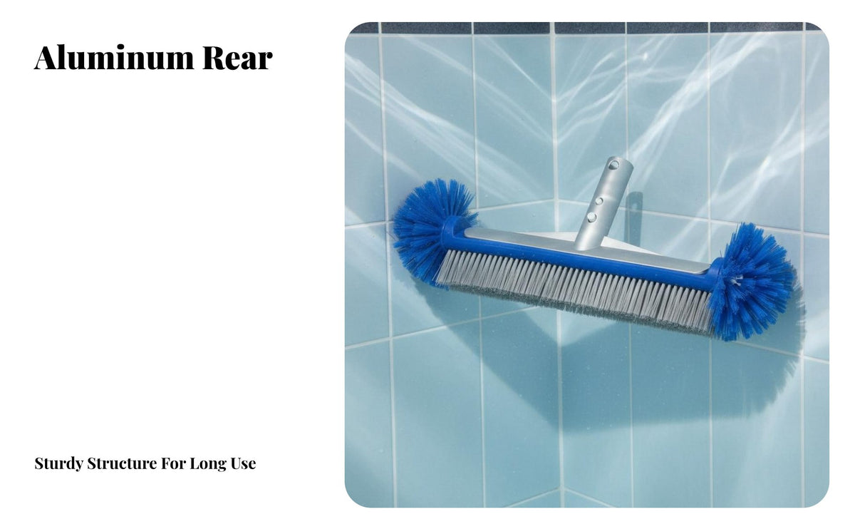 17 Inch Pool Brush Bristles Aluminum Back Pool Effortless Brush Simple-Attachment Design