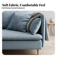 Removable and cleanable Cover Upholstered Settee with Wooden Legs Nordic Design Wood Frame Loveseat Modern Minimalist aesthetic Sofa Easy to Assemble for Small Space Owners, Apartment Dwellers, Homeowners, Guesthouse, Studio, Lounge Area, Bedroom
