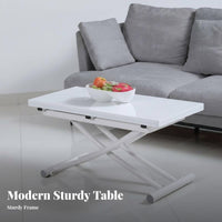 Space-Saving Transformable Coffee Table two-in-singleUse raiseTop Expandable Coffee Table Height-Adjustable Household Furniture Multi-Functional Design for Small Apartment Residents, urban Dwellers, Home Office Workers, Living Room, Dining Area