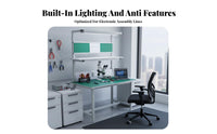 Anti Workbench Heavy-Duty Construction Electronics Repair Stationary Table Frame Assembly Table with Light for Technicians, Factory, Research Facility