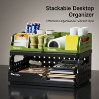 Desk Storage Box Organizer, Stackable Desktop with Multiple Compartments for Bedroom, Modular Multi Layer Organization for Students