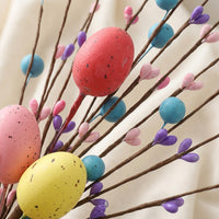 Easter Egg Carrot Picks Decorative Artificial Branch Easter Eggs Stem Festive Design for Celebration Floral Arrangement, Tabletop Centerpiece, Home Vase Decor, Mantel, Porch