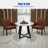 Round Dining Table, Marble Stone Top, Nordic Design, Small Apartment, Home, Balcony, Meeting Room
