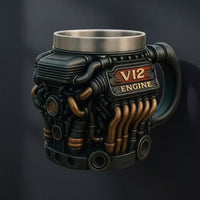 Engine Block Mug Metal-Like Engine Mug Substantial Cup for Gearheads, Workshop