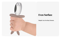 Bunny Infant Utensil Set Stainless Steel Infant Fork and Spoon Cute Design Bunny Training Utensil Set Feeding Utensils