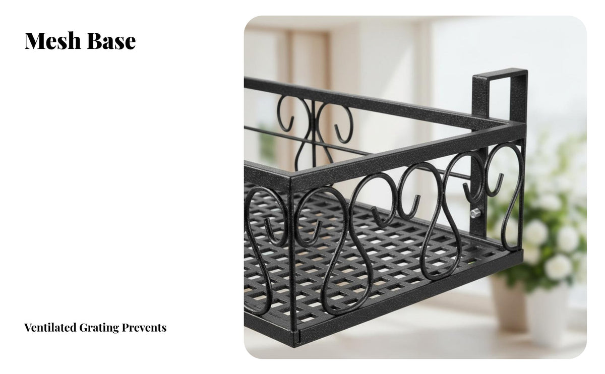Space-Saving Rectangular Wall-Mounted Planter Basket Easy Installation Hanging Planter Rack Hollowed-perforated Design Plant Stand long-lasting for Gardeners, Home Decorators, Homeowners, Balcony, Windowsill, Living Room, Bedroom