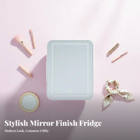Cools & Warms Lighted Mirror cosmetic Fridge two-way Power Modes Mini Fridge with Lighted Mirror Portable Design Cosmetic chiller Quiet Operation for skincare lovers, Makeup Users, Office Workers, Dorm Room, Bedroom, Travel, Bathroom