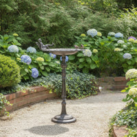 Bird Feeder with Fairy Whimsical Pedestal Bird Feeder Antique Style Garden Ornament for Backyard
