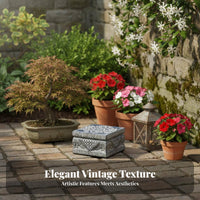 Indoor & Outdoor Use Imitation Stone pillar Sturdy Base Ornate Display Pedestal Weather-Resistant Plant Stand Weatherproof for Homeowners, Interior Designers, Art Collectors, Balcony, Entrypath, Living Room, Gallery
