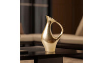 Metal Pitcher Vase Minimalist Ribbed Metal Vase Sturdy Decorative Pitcher for Entryway, Coffee Table, Hotel