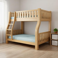 Solid Wood Bunk Bed with Shelf Multi-Versatile Twin over Twin Bunk Bed Frame Space Saving Bedroom Furniture for Teens, Dorm Room, Small Apartment