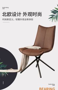 意式轻奢北欧商务餐椅家用现代简约休闲办公洽谈桌椅酒店书桌凳子 甄选耐磨皮革-高级灰