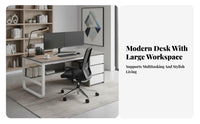 Modern Learning Desk Stable Structure Rectangular Office Desk Sturdy and Hard-Wearing Home Office Workstation for Students, Gaming Aficionados