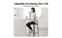 Modern Minimalist Design Low-Back High Stool With Backrest Bar Chair Padded Cushion Home Seating Built-in Footrest for Homeowners, Interior Designers, Adults, Cafe, Pub, Kitchen, Dining Room