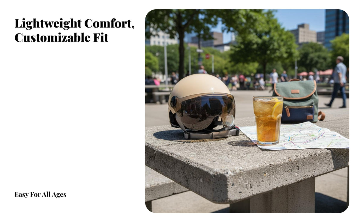 Helmet 3C Certified Half Helmet with Visor Four-Season Use Electric Two-Wheeler Cap for Men, Women, City Commuting, Outdoor, Weekend Cruising