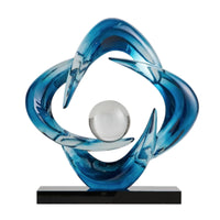 Decorative Transparent Sphere Sculpture Four-Loop Loop Ornament Geometric Design Dark Foundation Display Ornament
