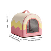 Insulated Cat Shelter Rounded Cabin Shape Cooling Pet Shelter Layered Design for Ice Pack Use