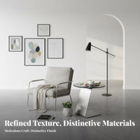 Minimalist Design C-Shaped Glass Surface Stand Slides Under Sofa C-Shaped Glass Table Space-Saving Living Room Furniture Easy to Clean for Interior Designers, Apartment Dwellers, Small Areas, Bedroom, Entryway, Reading Nook