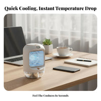 Rechargeable Humidifier Fan with Night Light 90° Oscillation Mini Misting Fan 3-Speed Control for Students, Adults, Desktop, Travel, Bedroom