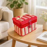 Storage Box, Korean Style, With Lid, 23x15x18cm, Synthetic Fiber, Desk, Laundry Basket