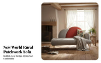 Rustic rural and design Chaise Lounge Upholstered Seat Seating Furniture Curved rear supportrest Daybed Wooden Frame for homeowners, pairs, Adults, Living Room, Bedroom, Sunroom, Apartment