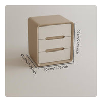 Integrated Handles Modern 2-Drawer Nightstand Scratch Resistant Tech Cloth Cream Design Bedside Cabinet Bedroom Furniture