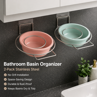 Basin Storage Rack, Modern Under Sink Organiser, Polished Silver Wall-Mounted Storage Shelf, No-Drill Bathroom Utility Room Storage