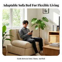 Versatile-Use Pull-out Sleeper Chair Space-Saving Armless Pull-out Sleeper Easy Conversion Sofa Bed Adjustable Backrest for Apartment Dwellers, Single People, Homeowners, Small Areas, Bedroom, Home Office