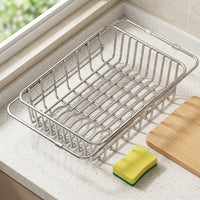 Stainless Steel Dish Rack and Kitchen Sink Rack, Expandable 316 Stainless Steel Sink Organiser, Space Saving Fruit and Vegetable Drainer Design